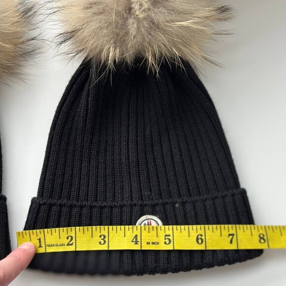 NWT Moncler Black Virgin Wool Ribbed Beanie with Pom Pom main image 4